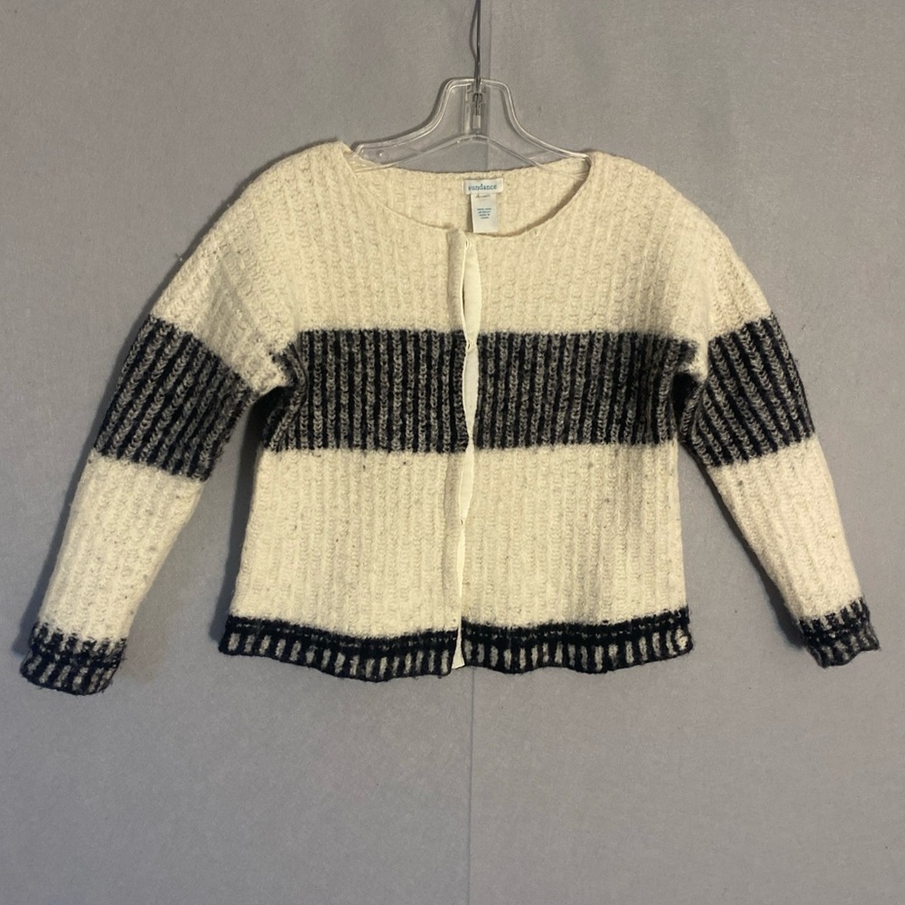 SUNDANCE Covington 100% Wool Snap Front Cardigan Sweater Women’s Size Medium